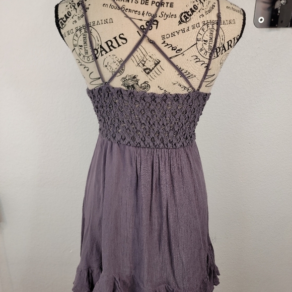 Free People Sz S Adella Lace Slip Dress Mini Purple V Neck Strappy Bohemian - Picture 6 of 10